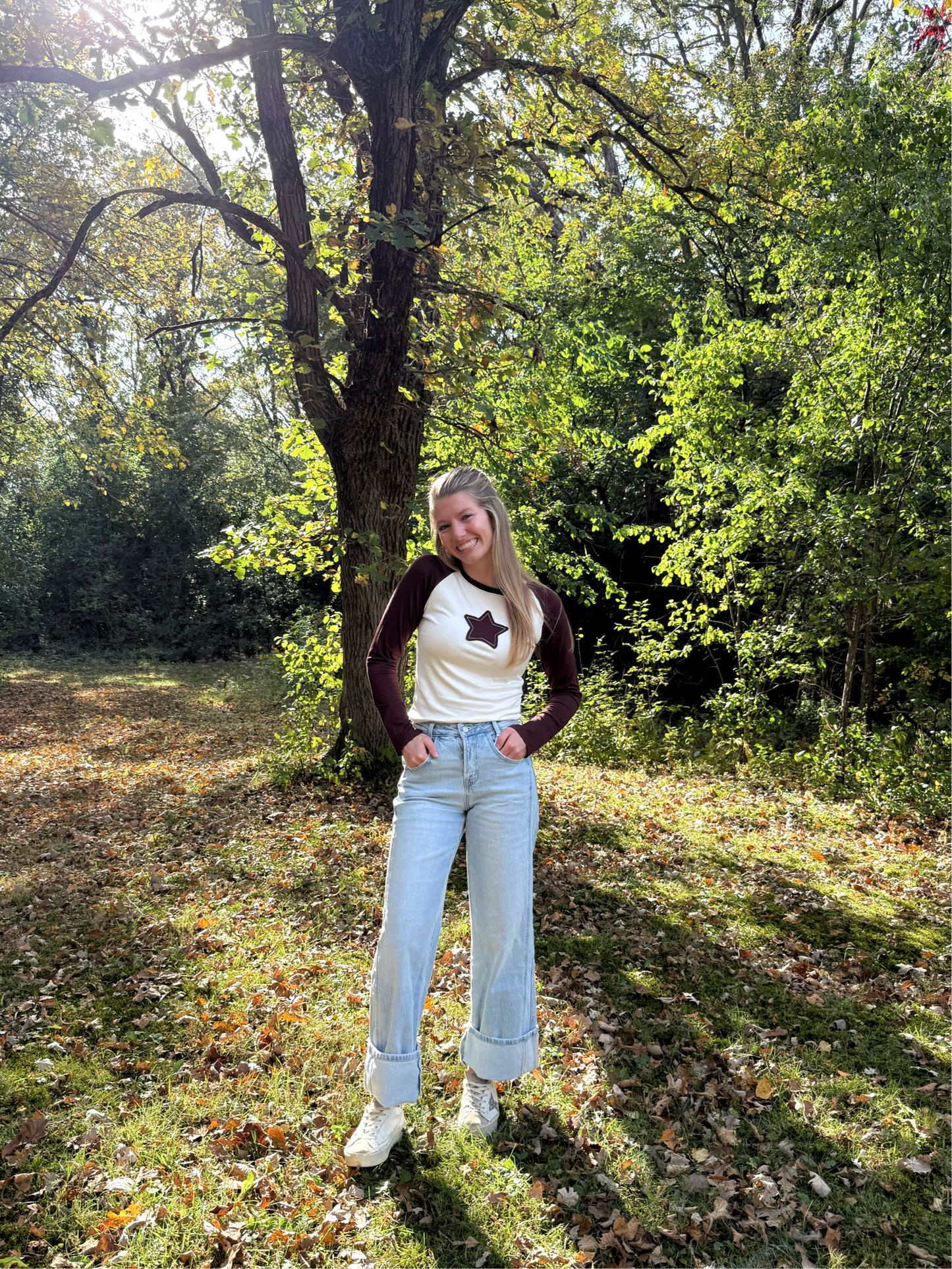 Fall High Rise Cuff Wide Jeans