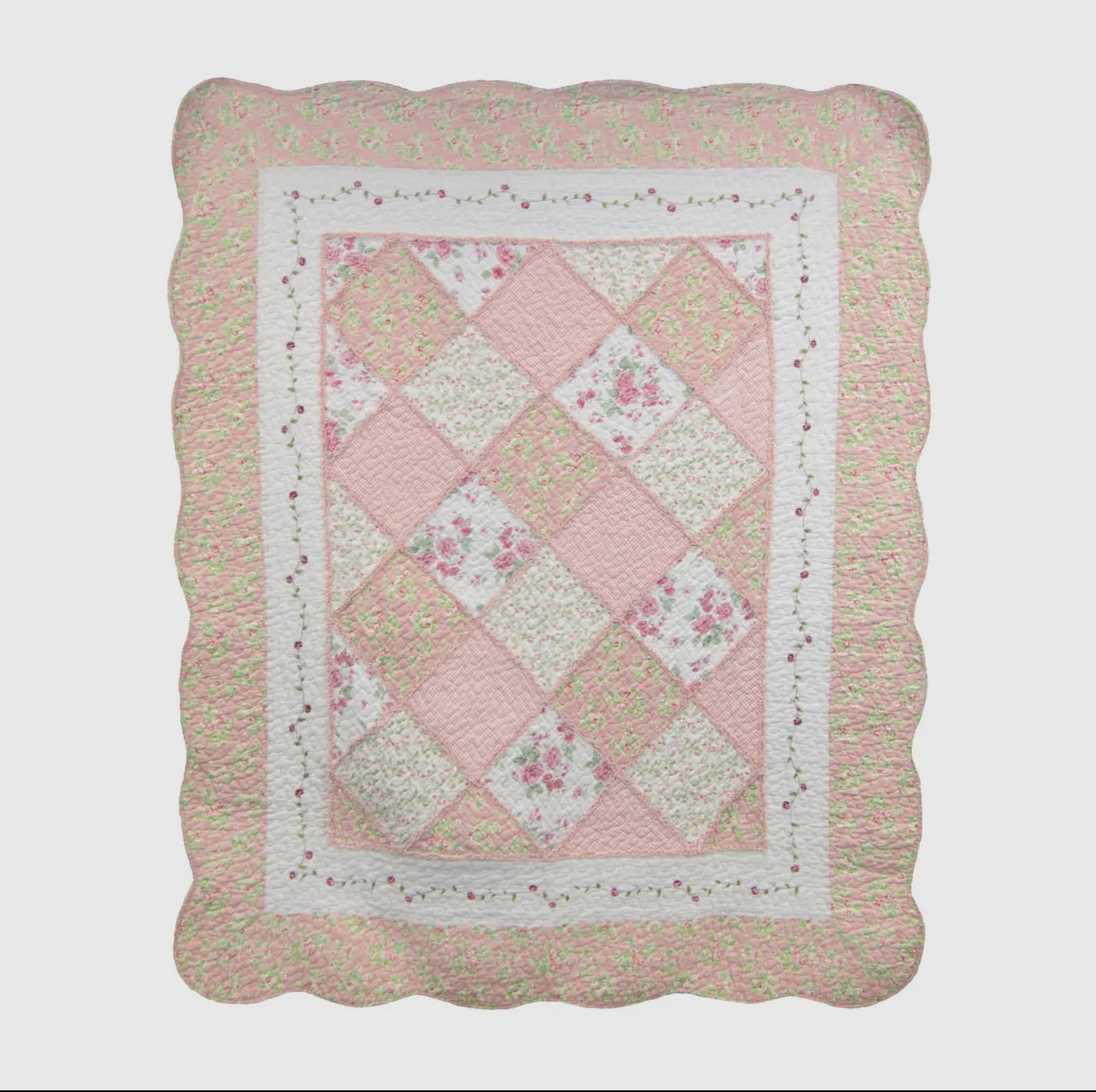 Strawberry Garden Throw - Quilted