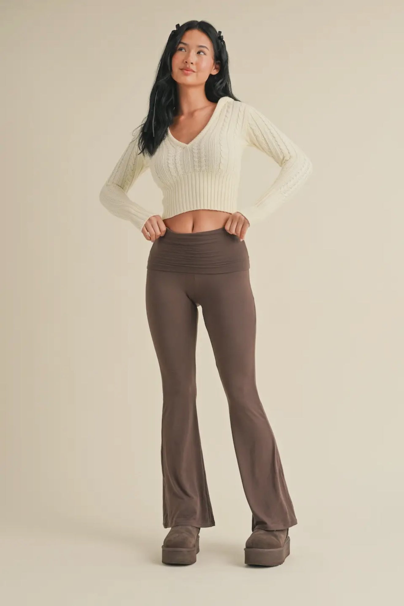 Cable Knit Sweater Hoodie - Ivory