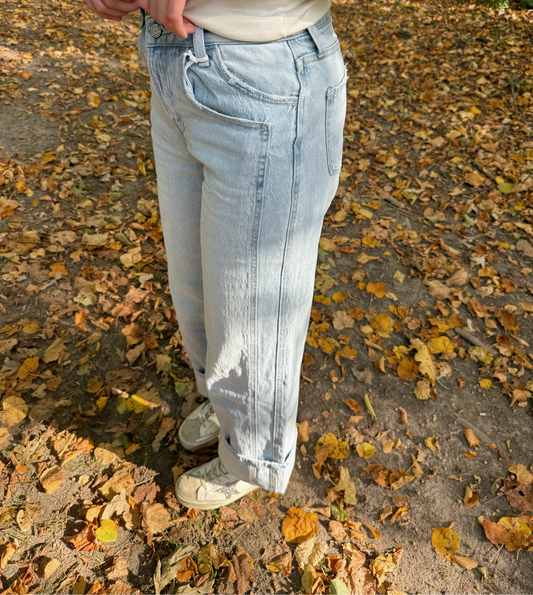 Fall High Rise Cuff Wide Jeans