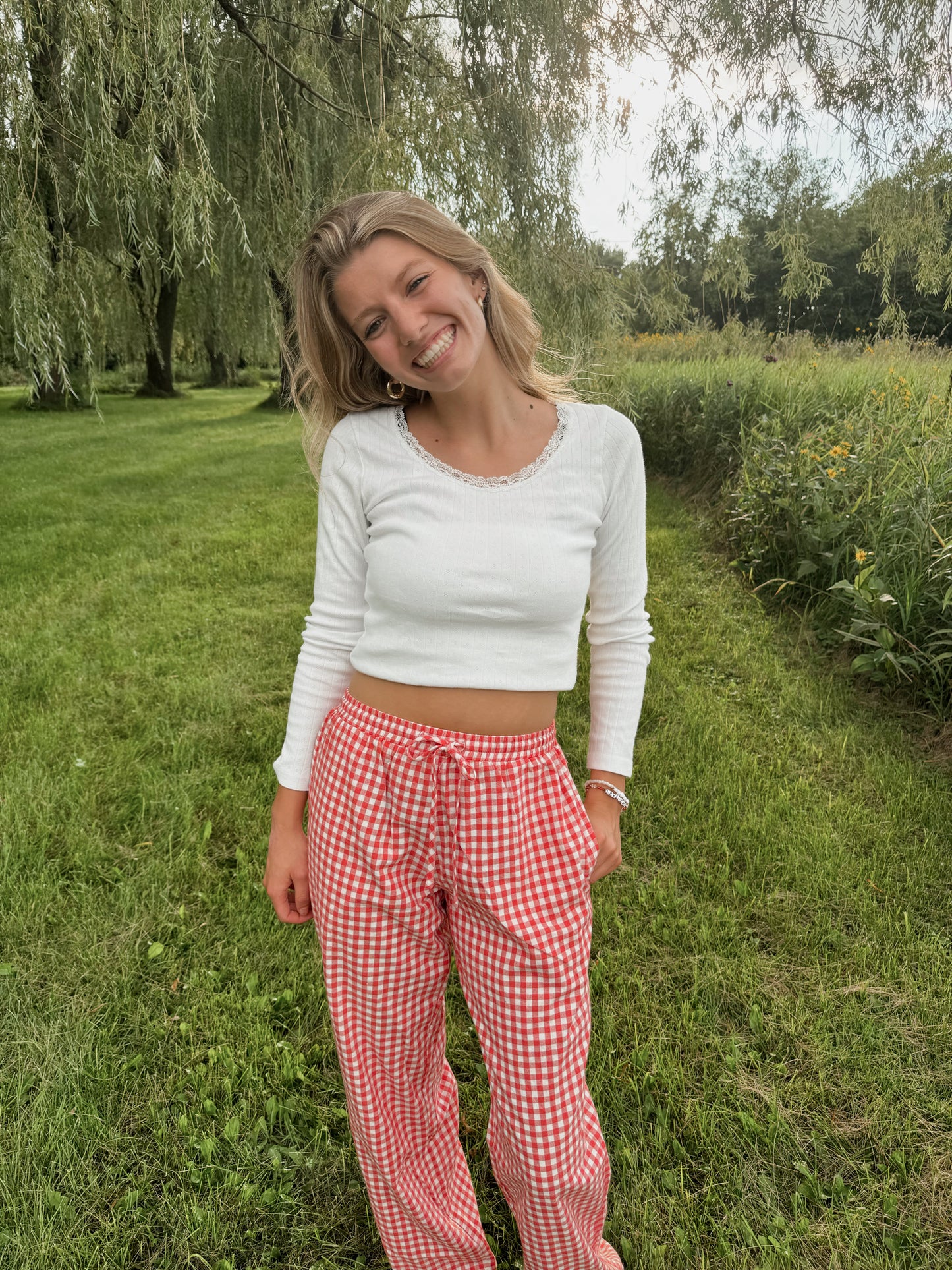 Grabbing Coffee Gingham Pants