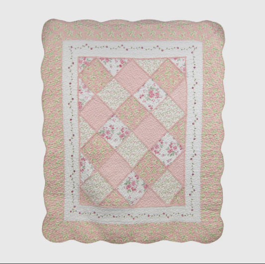Strawberry Garden Throw - Quilted