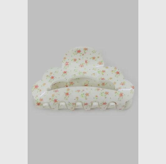 Flower Print Cloud Shape Hair Clip
